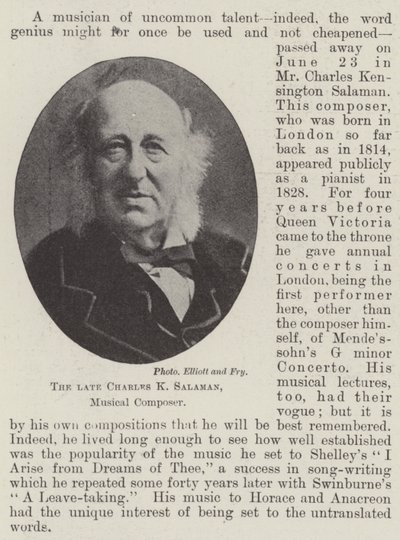 A néhai Charles K Salaman zeneszerző alkotó: English Photographer