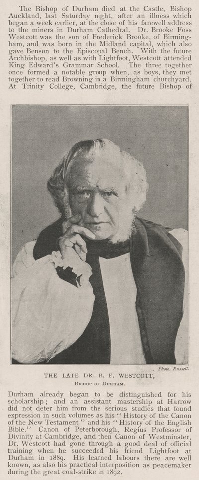 A néhai Dr. B. F. Westcott, Durham püspöke alkotó: English Photographer
