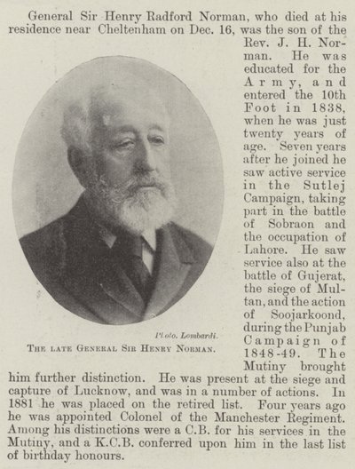 A néhai Sir Henry Norman tábornok alkotó: English Photographer