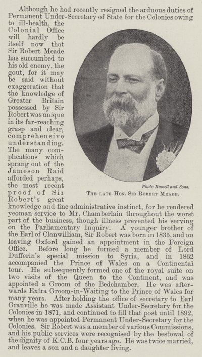 A néhai tisztelt Sir Robert Meade alkotó: English Photographer