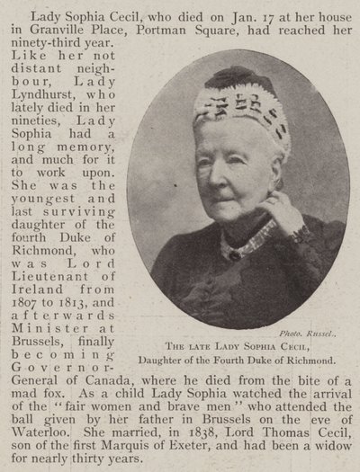 A néhai Lady Sophia Cecil, Richmond negyedik hercegének lánya alkotó: English Photographer