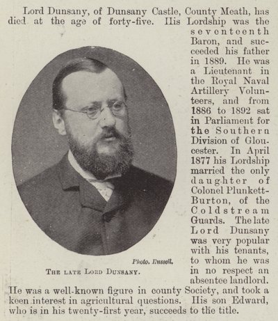 A néhai Lord Dunsany alkotó: English Photographer