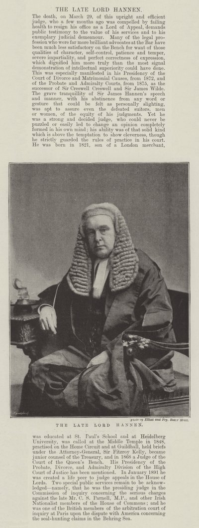 A néhai Lord Hannen alkotó: English Photographer