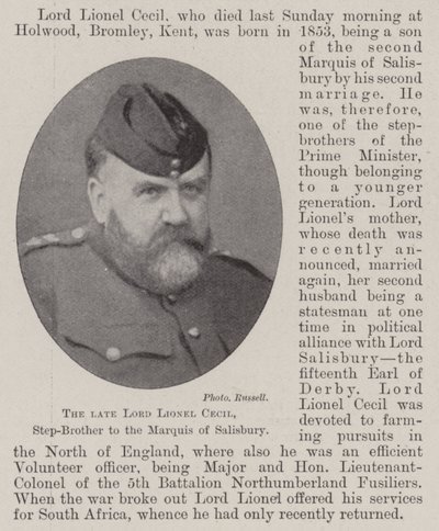 A néhai Lord Lionel Cecil, Salisbury márki mostohatestvére alkotó: English Photographer