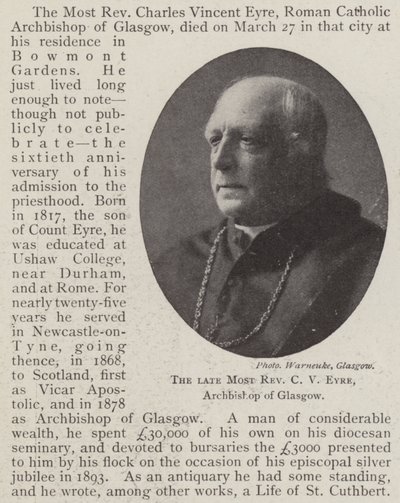 A néhai legtisztelendőbb C V Eyre, Glasgow érseke alkotó: English Photographer