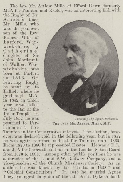A néhai Arthur Mills képviselő úr alkotó: English Photographer