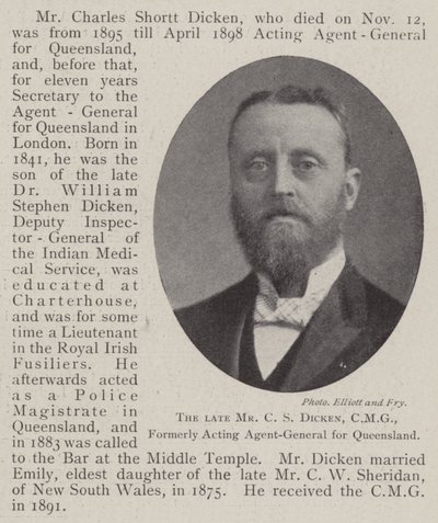 A néhai C. S. Dicken úr, a CMG, Queensland korábbi megbízott főügynöke alkotó: English Photographer