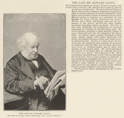 A néhai Edward Lloyd úr, a Daily Chronicle és a Lloyds Weekly tulajdonosa alkotó: English Photographer