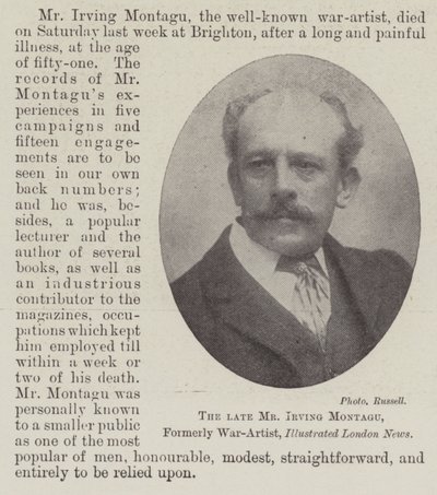 A néhai Irving Montagu, korábban háborús művész, az Illustrated London News alkotó: English Photographer