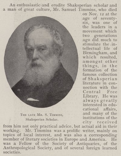 A néhai Mr. S Timmins, Shakspearian Scholar alkotó: English Photographer