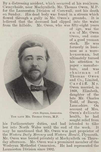 A néhai Thomas Owen képviselő alkotó: English Photographer