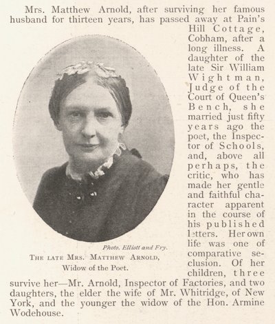 A néhai Mrs. Matthew Arnold, a költő özvegye alkotó: English Photographer