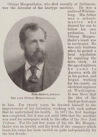 A néhai Ottmar Mergenthaler alkotó: English Photographer