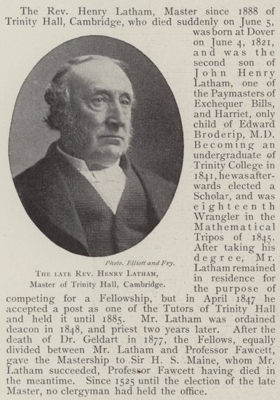 Henry Latham néhai tiszteletes, a cambridge-i Trinity Hall mestere alkotó: English Photographer