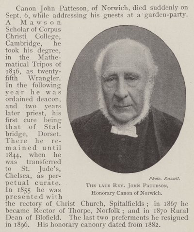 John Patteson néhai tiszteletes, Norwich tiszteletbeli kanonokja alkotó: English Photographer