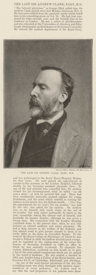 A néhai Sir Andrew Clark, Baronet, MD alkotó: English Photographer