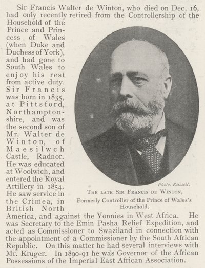A néhai Sir Francis de Winton, a walesi herceg háztartásának egykori irányítója alkotó: English Photographer