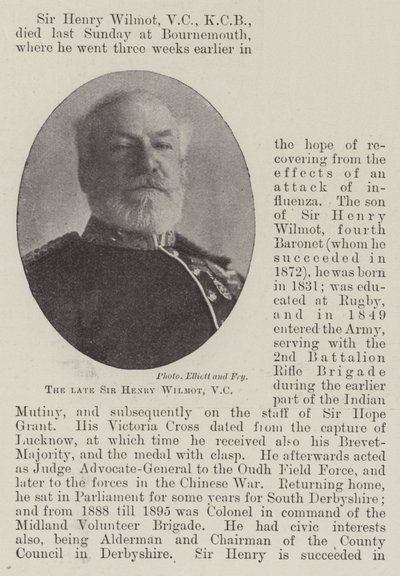 A néhai Sir Henry Wilmot, VC alkotó: English Photographer