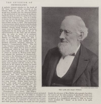 A néhai Sir Isaac Pitman alkotó: English Photographer