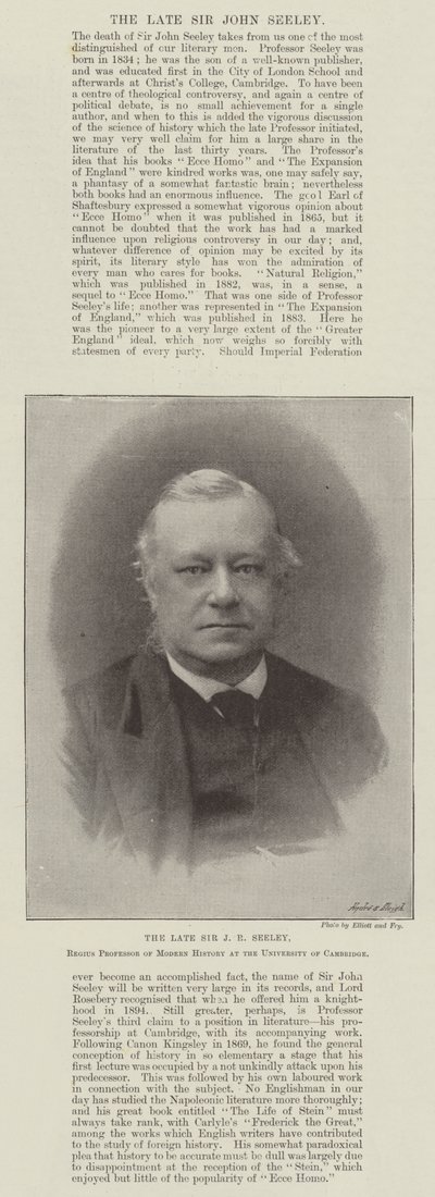 A néhai Sir J R Seeley, Regius újkori történelem professzor a Cambridge-i Egyetemen alkotó: English Photographer