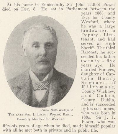 A néhai Sir J Talbot Power, Baronet, a Wexford korábbi tagja alkotó: English Photographer