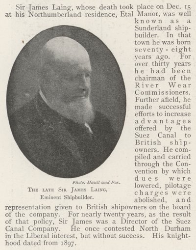 A néhai Sir James Laing, kiváló hajóépítő alkotó: English Photographer