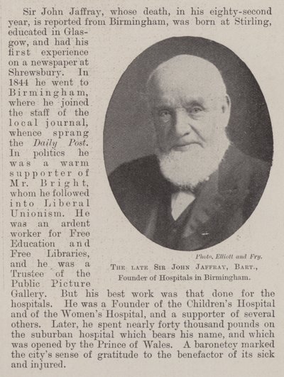 A néhai Sir John Jaffray, Baronet, a birminghami kórházak alapítója alkotó: English Photographer