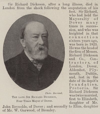 A néhai Sir Richard Dickeson, Dover négyszeres polgármestere alkotó: English Photographer