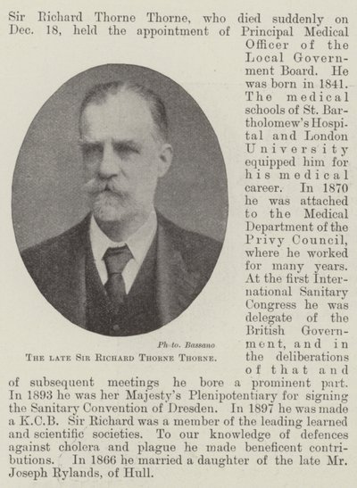 A néhai Sir Richard Thorne Thorne alkotó: English Photographer
