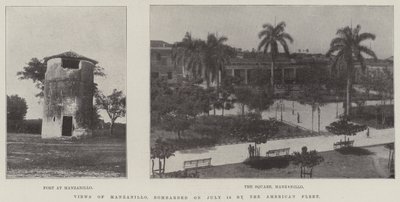 Manzanillo kilátása, amelyet július 18-án bombázott az amerikai flotta alkotó: English Photographer