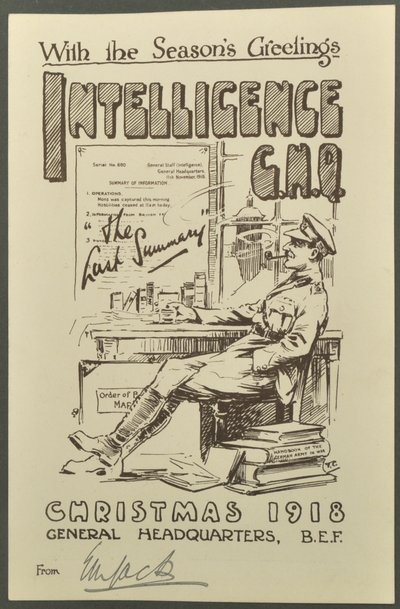 A Seasons Greetings, Intelligence G.H.Q., 1918 karácsonya E. M. Jacktől, 1918 alkotó: English Photographer