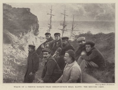 Egy francia barque roncsa Christchurch Head közelében, Hants, a megmentett személyzet alkotó: English Photographer