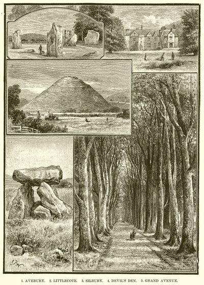 1. Avebury. 2. Littlecote. 3. Silbury. 4.Devils Den. 5. Grand Avenue alkotó: English School