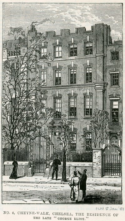 4 Cheyne Walk, Chelsea, a néhai George Eliot lakhelye alkotó: English School