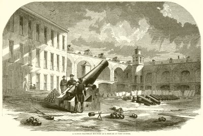 Egy 10 hüvelykes Columbiad, amelyet Morterként szereltek fel Fort Sumterben alkotó: English School