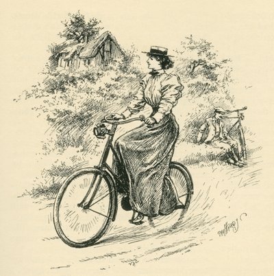 A 19th century female cyclist. From The Strand Magazine published 1897. alkotó: English School
