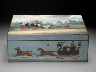 Szivardoboz a Taglioni nyomatok jeleneteivel festve, 1840 körül (olaj, gyümölcsfa) (hátulnézethez lásd: 285536) alkotó: English School
