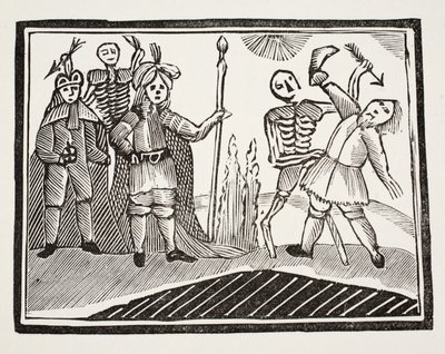 Dialógus egy vak ember és a halál között, illusztráció a Chap-books of the Eightenth Century-ből, John Ashton, pub. 1882 alkotó: English School