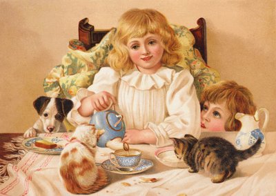 Családi teadélután (chromolitho) alkotó: English School