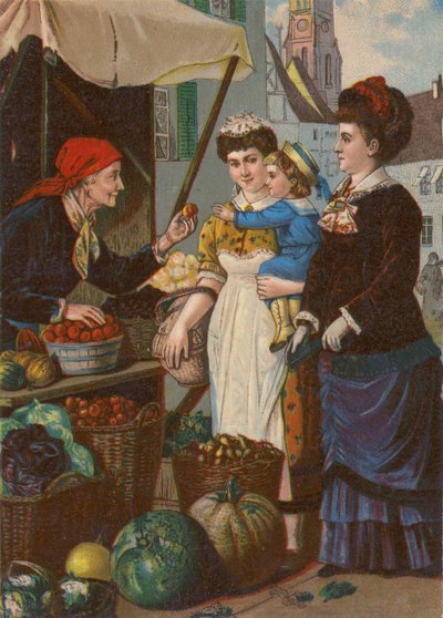 Francia Gyümölcspiac (színes litho) alkotó: English School
