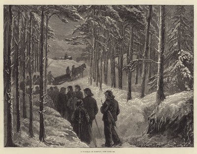 Temetés Norvégiában (metszet) alkotó: English School