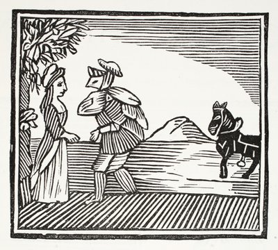 Egy úriember a Mother Bunch-al fog konzultálni, illusztráció a Chap-books of the Eightenth Century-ből, John Ashton, pub. 1882 alkotó: English School