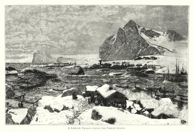 Lofoten falu a horgászszezonban (metszet) alkotó: English School