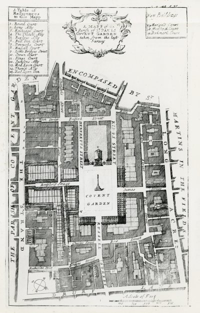 A St Pauls Covent Garden plébánia térképe a legutóbbi felmérésből alkotó: English School