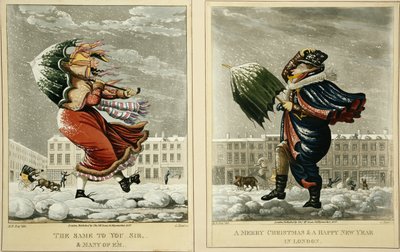 Kellemes karácsonyi ünnepeket és boldog új évet Londonban: És ugyanez neked, uram, és sok Em, metszett G. Hunt, 1827 alkotó: English School