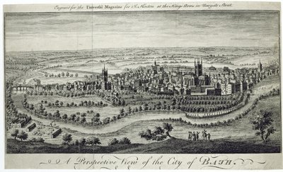 Bath városának perspektivikus képe, a Universal Magazine számára vésve, 1750 körül alkotó: English School
