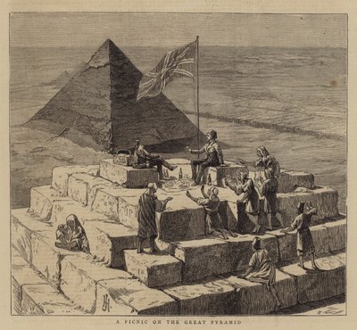 Ein Picknick auf der Großen Pyramide (Stich) von English School