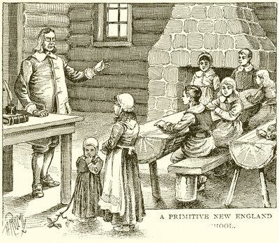 Egy primitív új-angliai iskola alkotó: English School