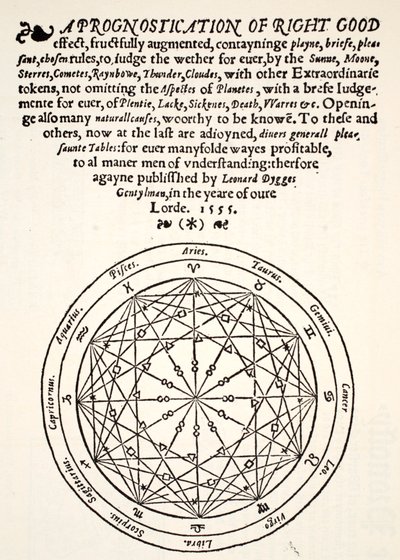 A helyes jó előrejelzése, Leonard Dygges, nyomta: Thomas Gemini, Blacke Friars, London, 1555 alkotó: English School
