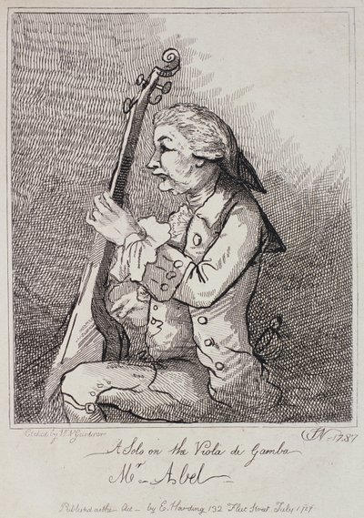 Szóló a Viola da Gambán, Carl Friedrich Abel (1723-87) vésette William Nelson Gardiner (1766-1814) 1787 alkotó: English School
